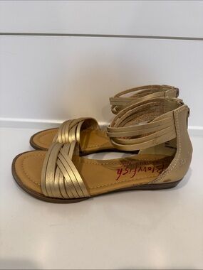 Blowfish Metallic Gold Ankle-Strap Flat Sandals size 4
